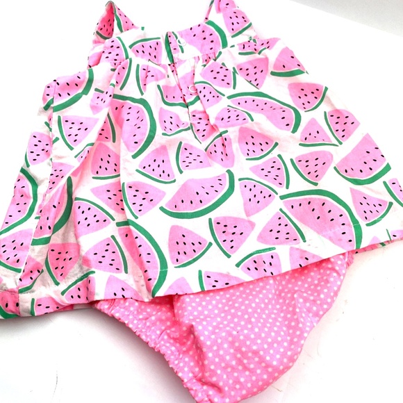 Baby Dress Girls Size 9m Watermelon Snap Buttons Pink Children Kids Summer - Picture 5 of 8